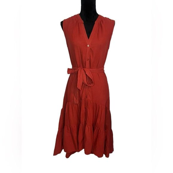 NWT ANTHROPOLOGIE DREW VNECK BUTTON UP RUFFLED MINI DRESS WITH TIE SIZE SMALL - Picture 5 of 11